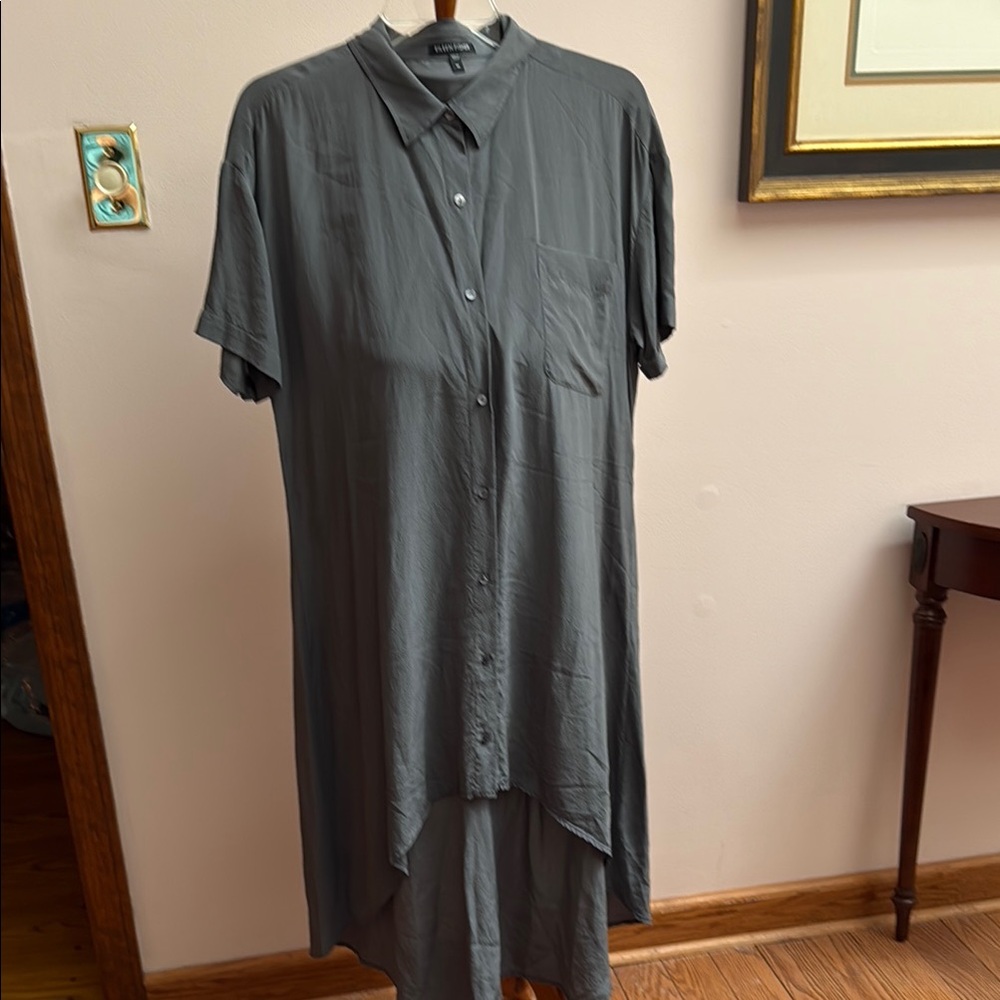 Eileen Fisher Women’s Gray Short Sleeve High/Low Shirt Dress